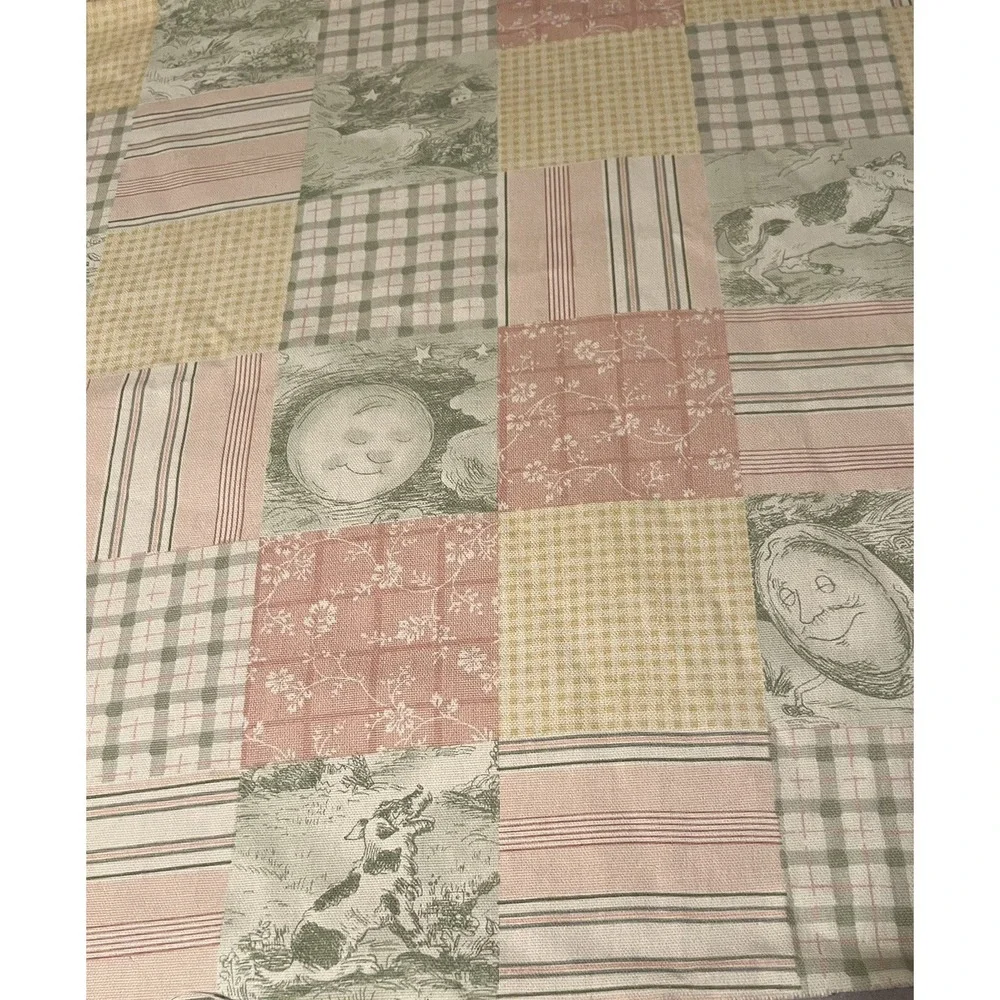 John Wolf Richloom Nursery Rhyme Patchwork Fabric Humpty Dumpty Pastel MMII Pink